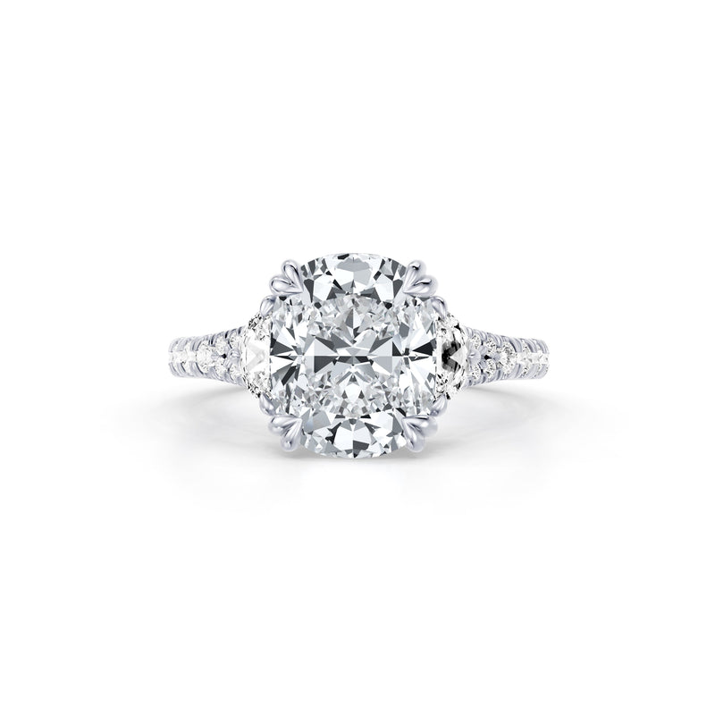 Jane Half Moon Three Stone Lab Diamond Engagement Ring - One Row Pavé image 121