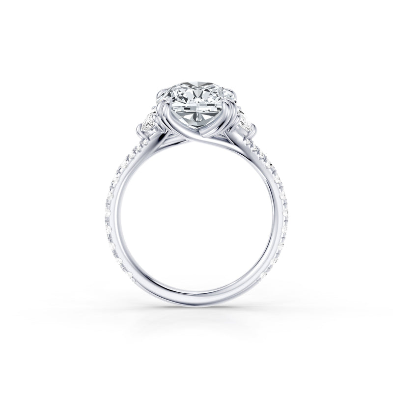 Jane Half Moon Three Stone Lab Diamond Engagement Ring - One Row Pavé image 124