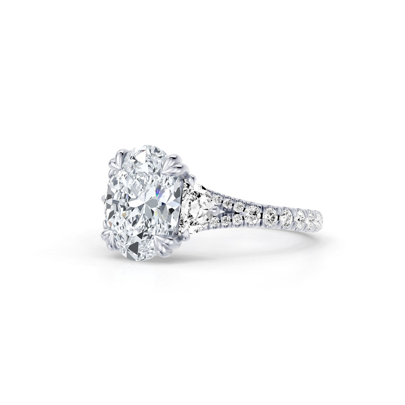 Jane Half Moon Three Stone Lab Diamond Engagement Ring - One Row Pavé image 42
