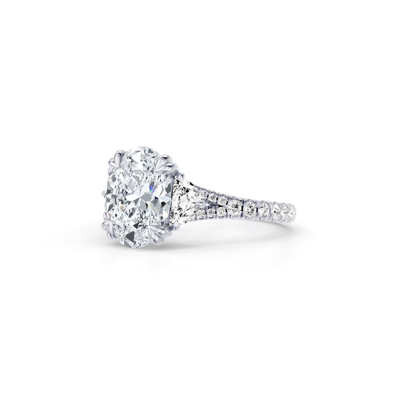 Jane Half Moon Three Stone Lab Diamond Engagement Ring - One Row Pavé image 22