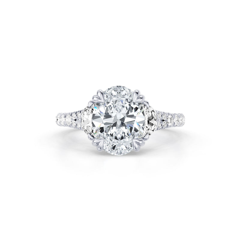 Jane Half Moon Three Stone Lab Diamond Engagement Ring - One Row Pavé image 41
