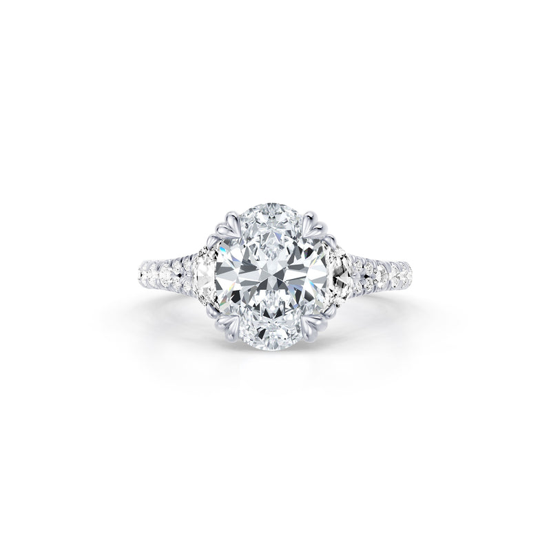Jane Half Moon Three Stone Lab Diamond Engagement Ring - One Row Pavé image 21