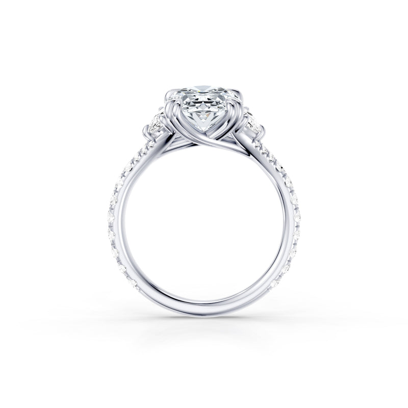 Jane Half Moon Three Stone Lab Diamond Engagement Ring - One Row Pavé image 44