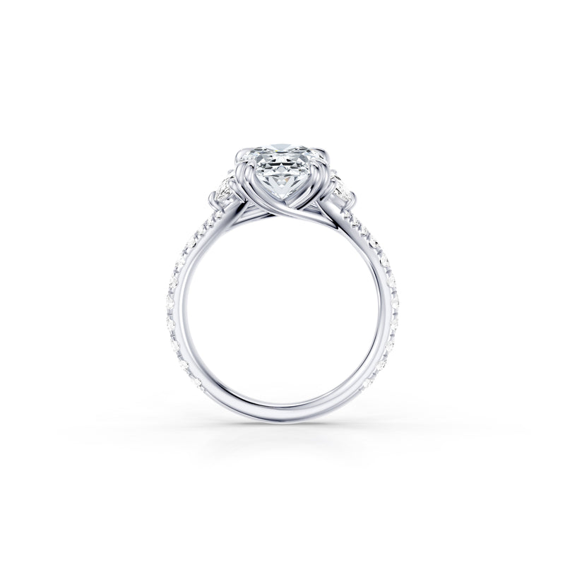 Jane Half Moon Three Stone Lab Diamond Engagement Ring - One Row Pavé image 24