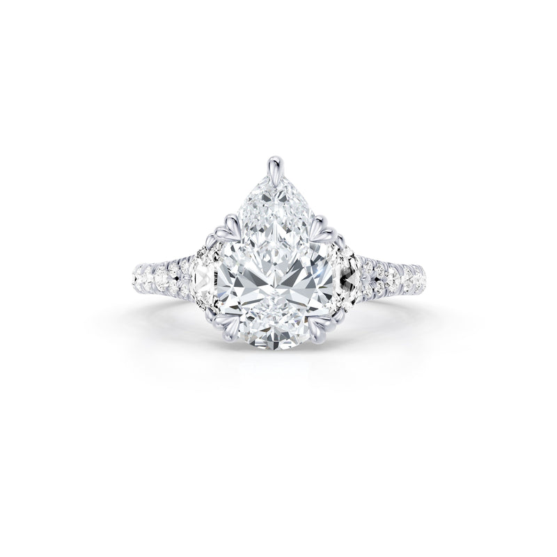 Jane Half Moon Three Stone Lab Diamond Engagement Ring - One Row Pavé image 101
