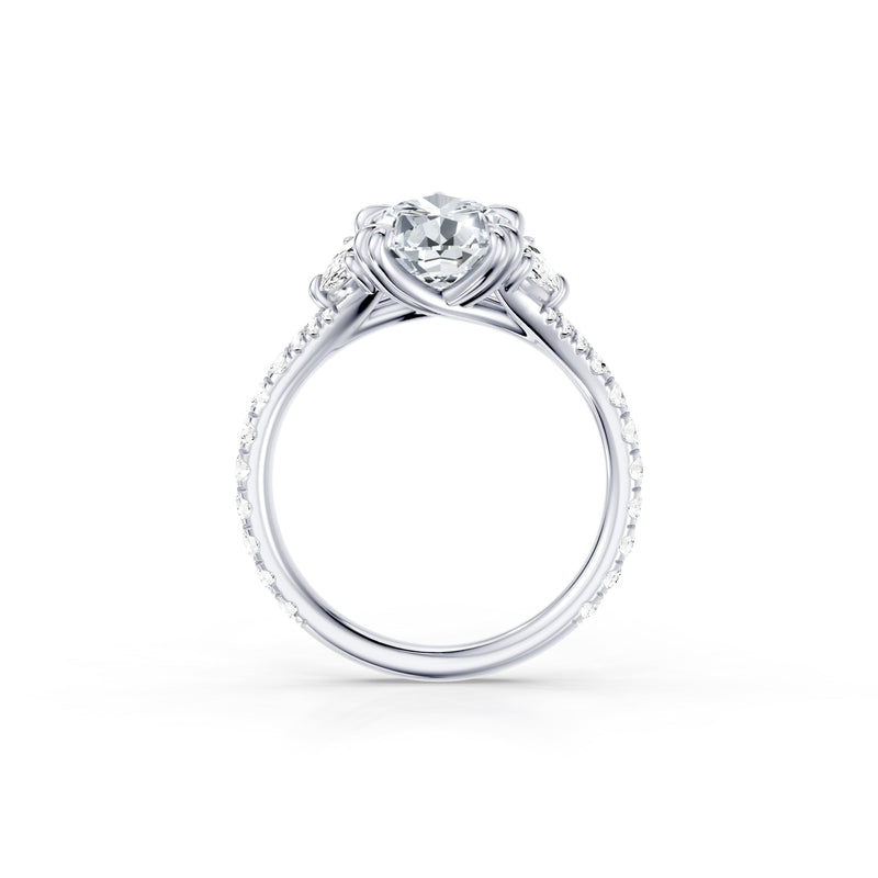 Jane Half Moon Three Stone Lab Diamond Engagement Ring - One Row Pavé image 104