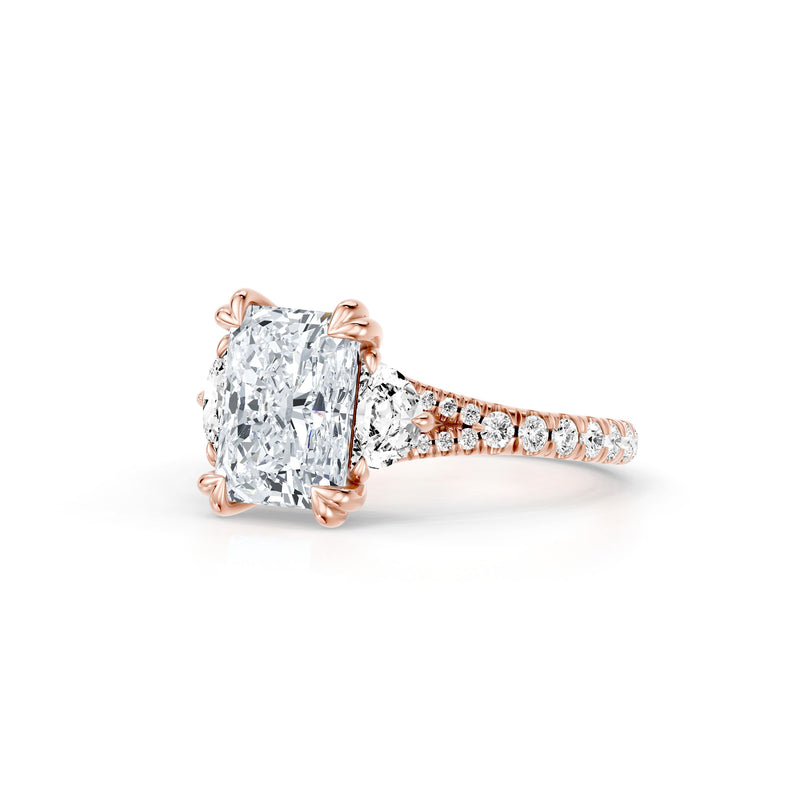 Jane Half Moon Three Stone Lab Diamond Engagement Ring - One Row Pavé image 92