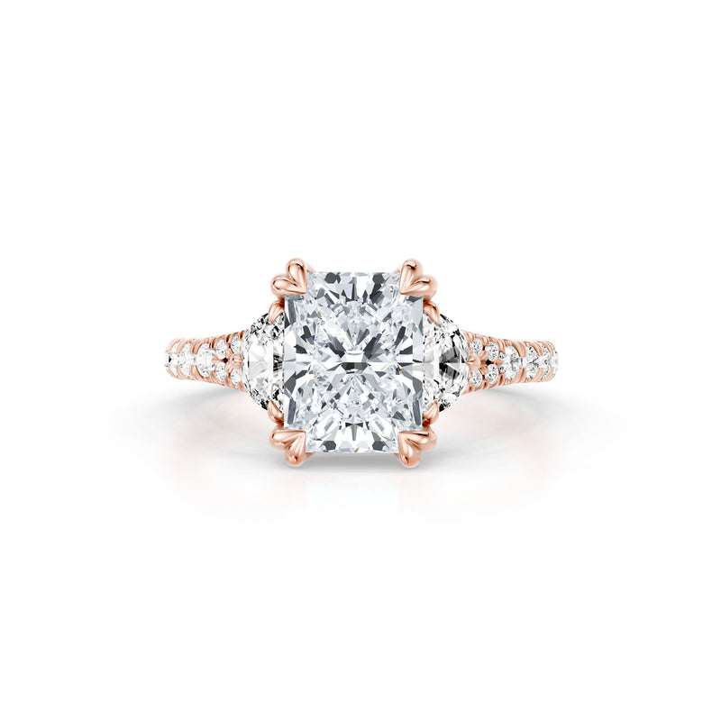 Jane Half Moon Three Stone Lab Diamond Engagement Ring - One Row Pavé image 91