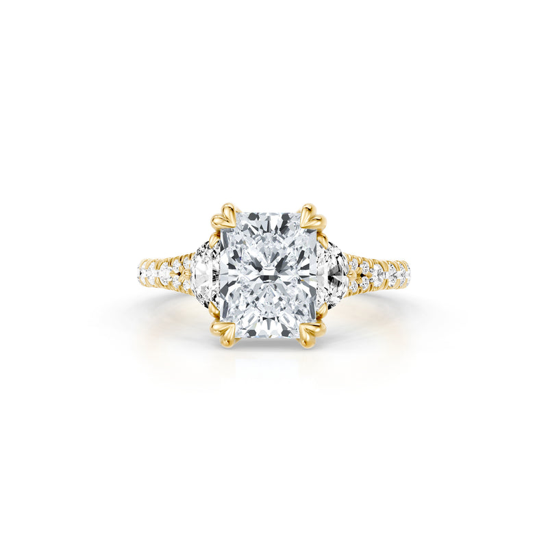 Jane Half Moon Three Stone Lab Diamond Engagement Ring - One Row Pavé image 66