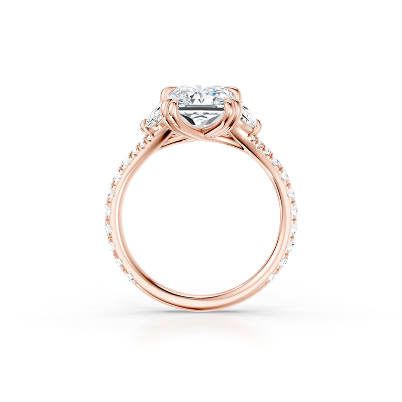 Jane Half Moon Three Stone Lab Diamond Engagement Ring - One Row Pavé image 94