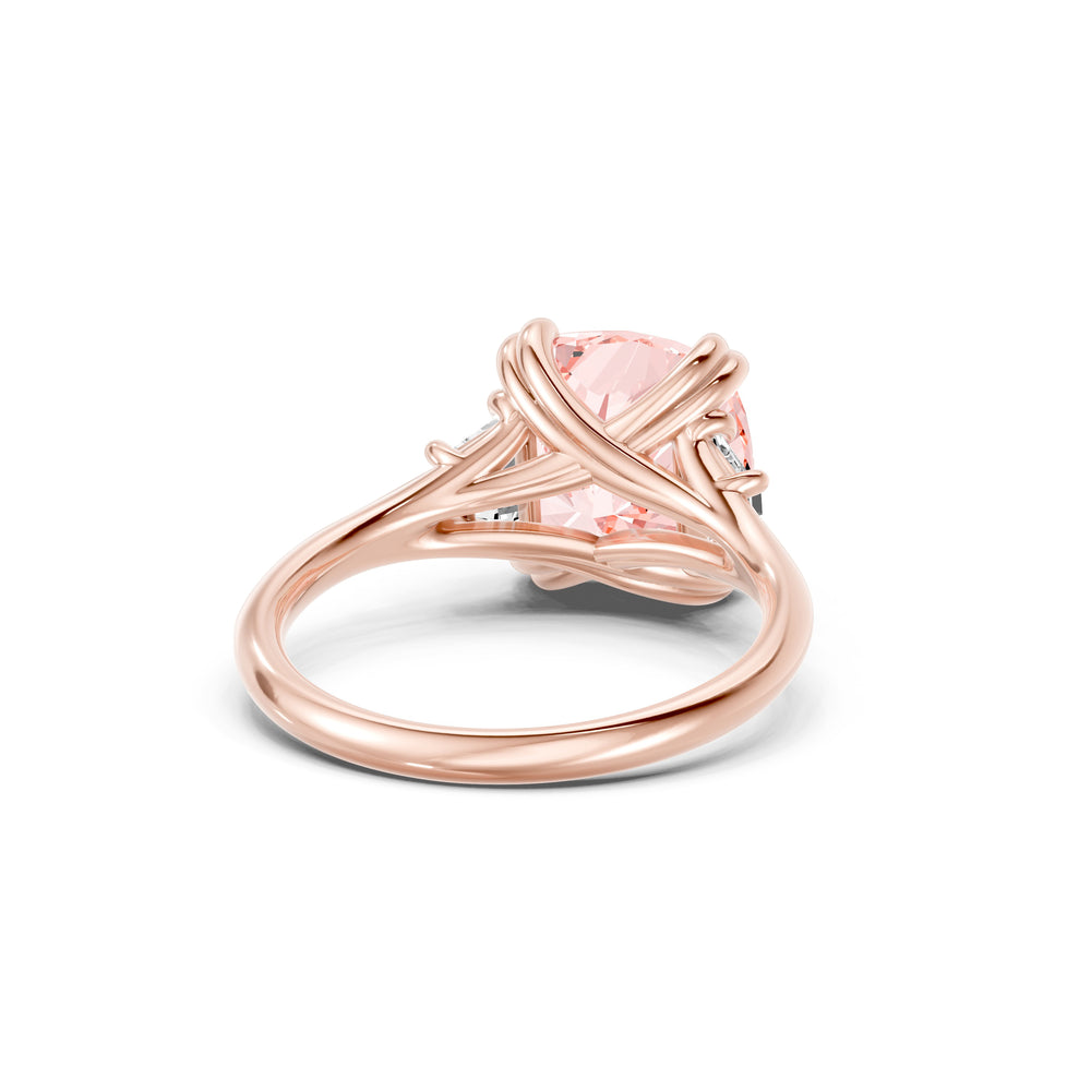Jane Cushion Cut Pink Three Stone Lab Diamond Engagement Ring image 3