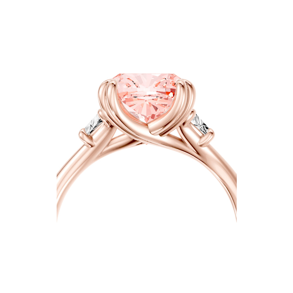 Jane Cushion Cut Pink Three Stone Lab Diamond Engagement Ring image 5