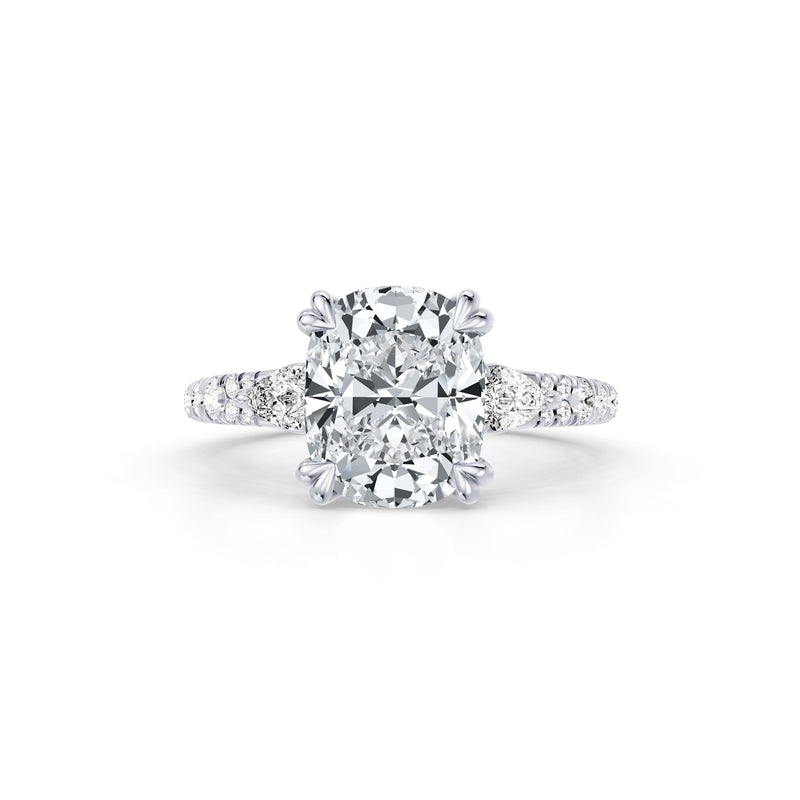 Jane Pear Three Stone Lab Diamond Engagement Ring - One Row Pavé image 121