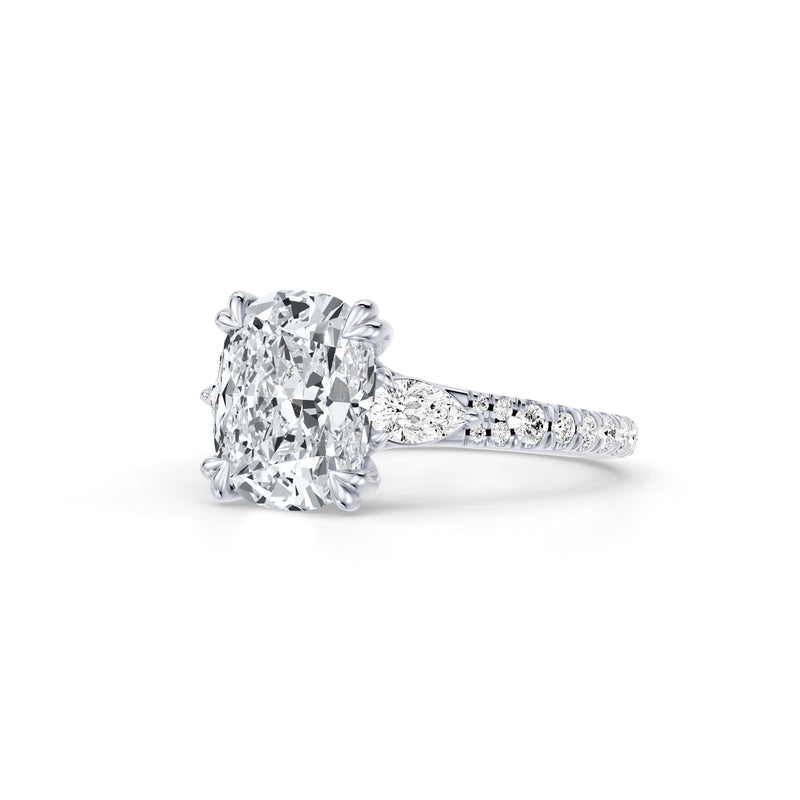 Jane Pear Three Stone Lab Diamond Engagement Ring - One Row Pavé image 122