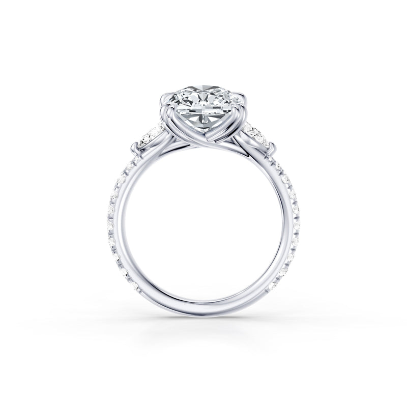 Jane Pear Three Stone Lab Diamond Engagement Ring - One Row Pavé image 124