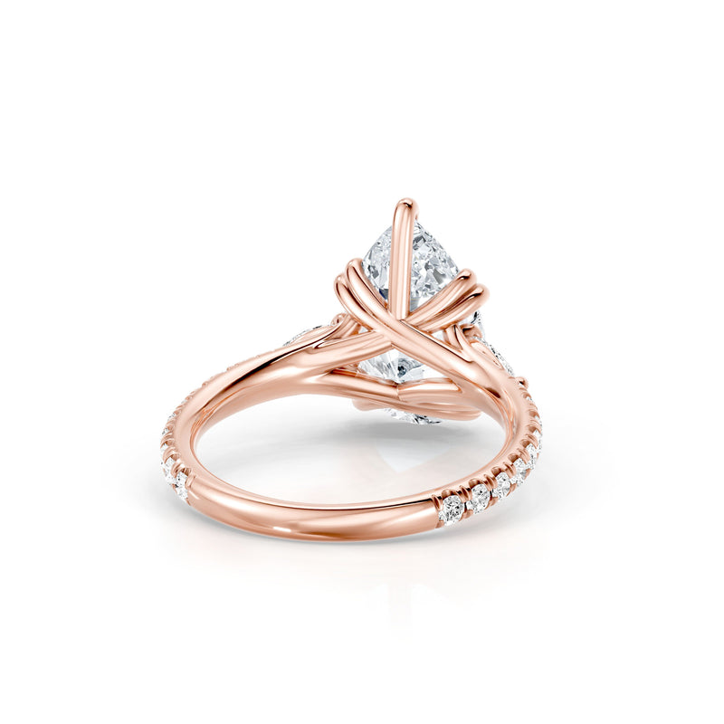 Jane Pear Three Stone Lab Diamond Engagement Ring - One Row Pavé image 93