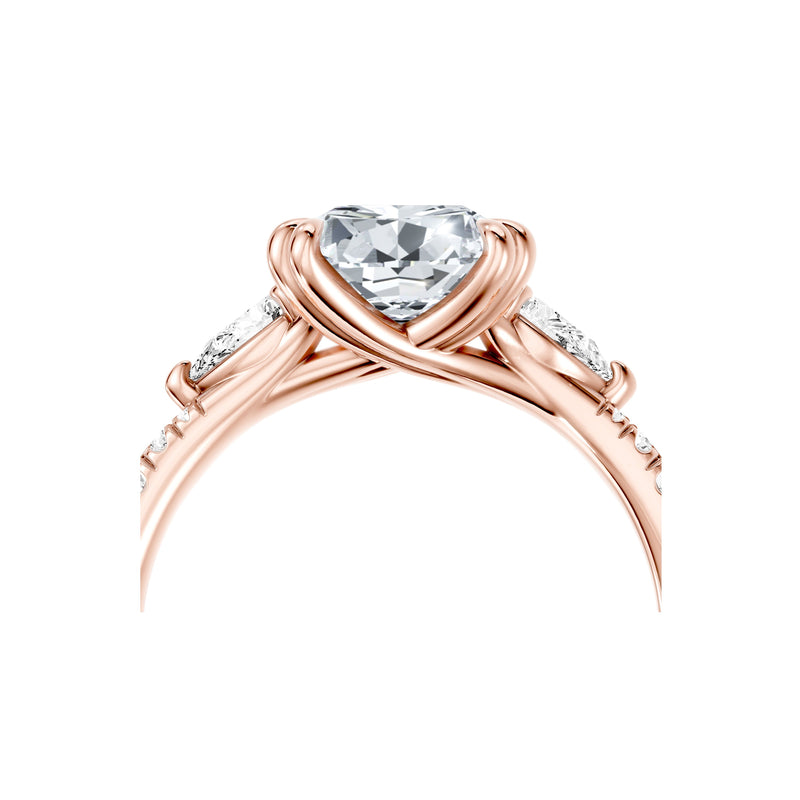Jane Pear Three Stone Lab Diamond Engagement Ring - One Row Pavé image 94