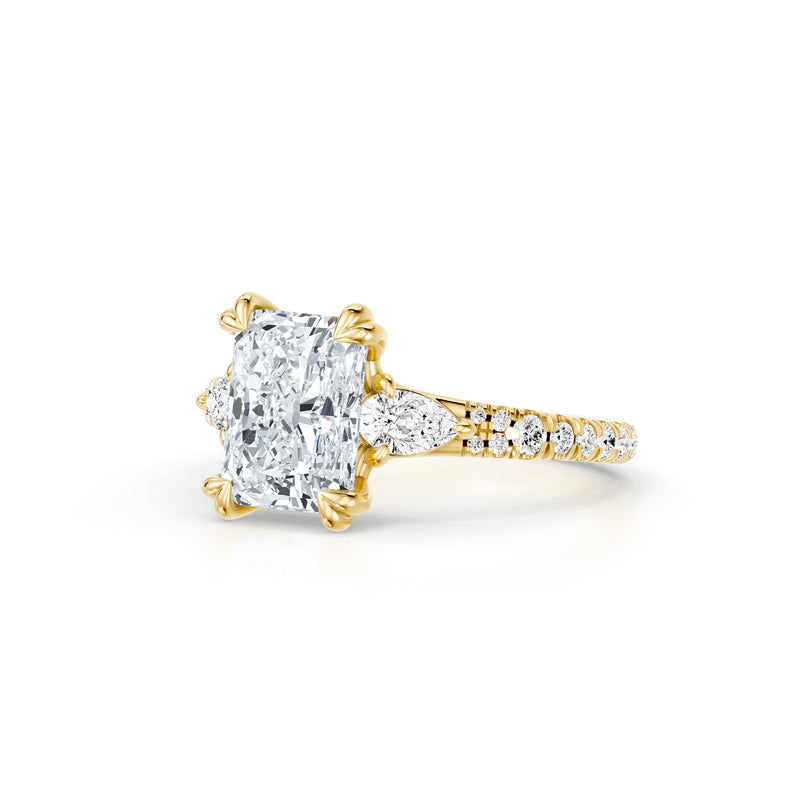Jane Pear Three Stone Lab Diamond Engagement Ring - One Row Pavé image 67