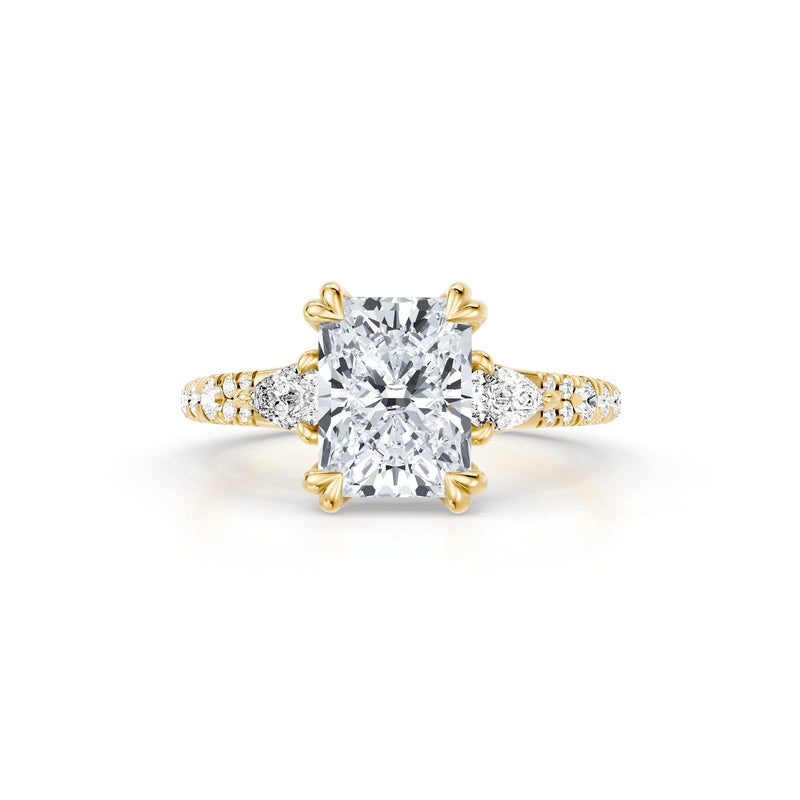 Jane Pear Three Stone Lab Diamond Engagement Ring - One Row Pavé image 66