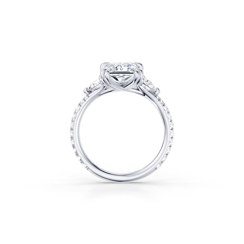 Jane Pear Three Stone Lab Diamond Engagement Ring - One Row Pavé image 64