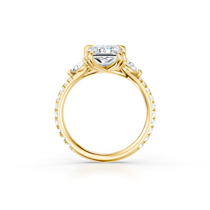 Jane Pear Three Stone Lab Diamond Engagement Ring - One Row Pavé image 69