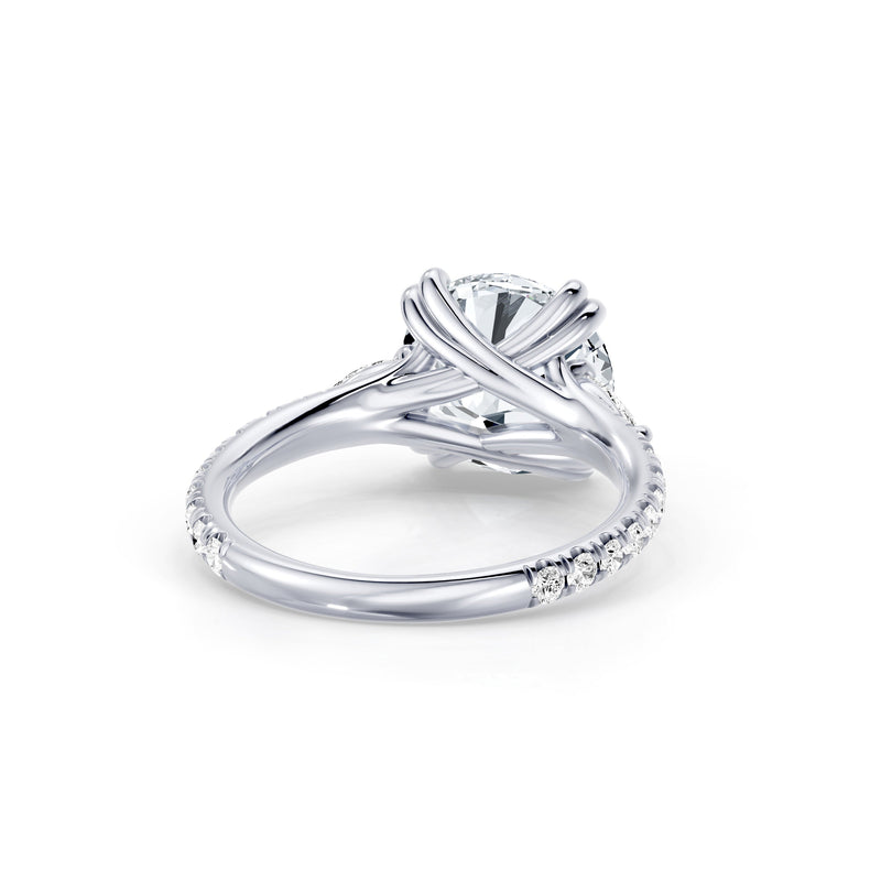 Jane Pear Three Stone Lab Diamond Engagement Ring - One Row Pavé image 3