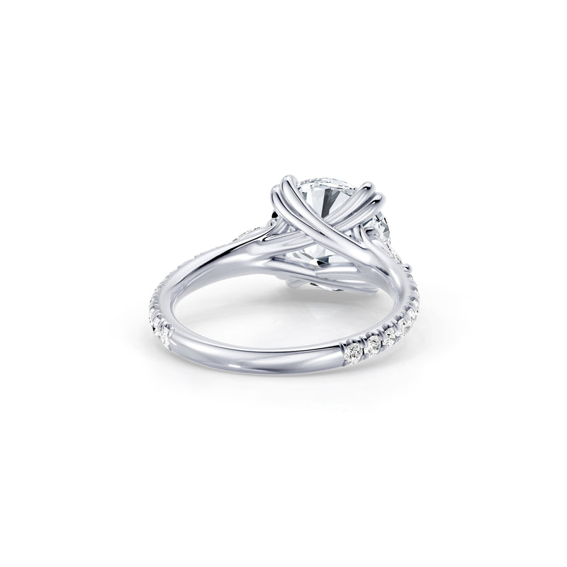 Jane Pear Three Stone Lab Diamond Engagement Ring - One Row Pavé image 3