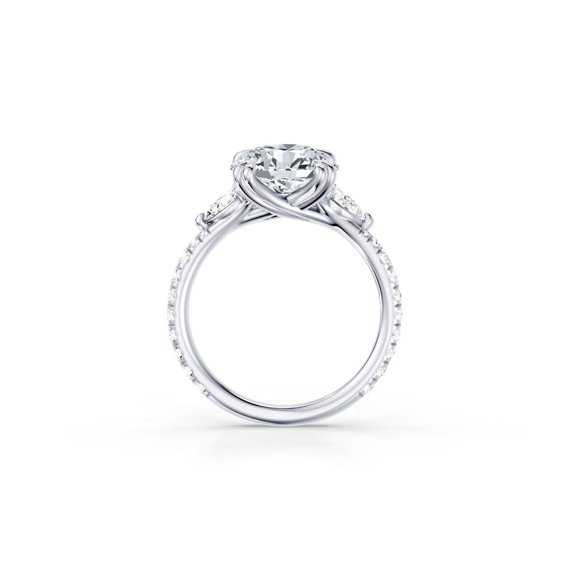 Jane Pear Three Stone Lab Diamond Engagement Ring - One Row Pavé image 4