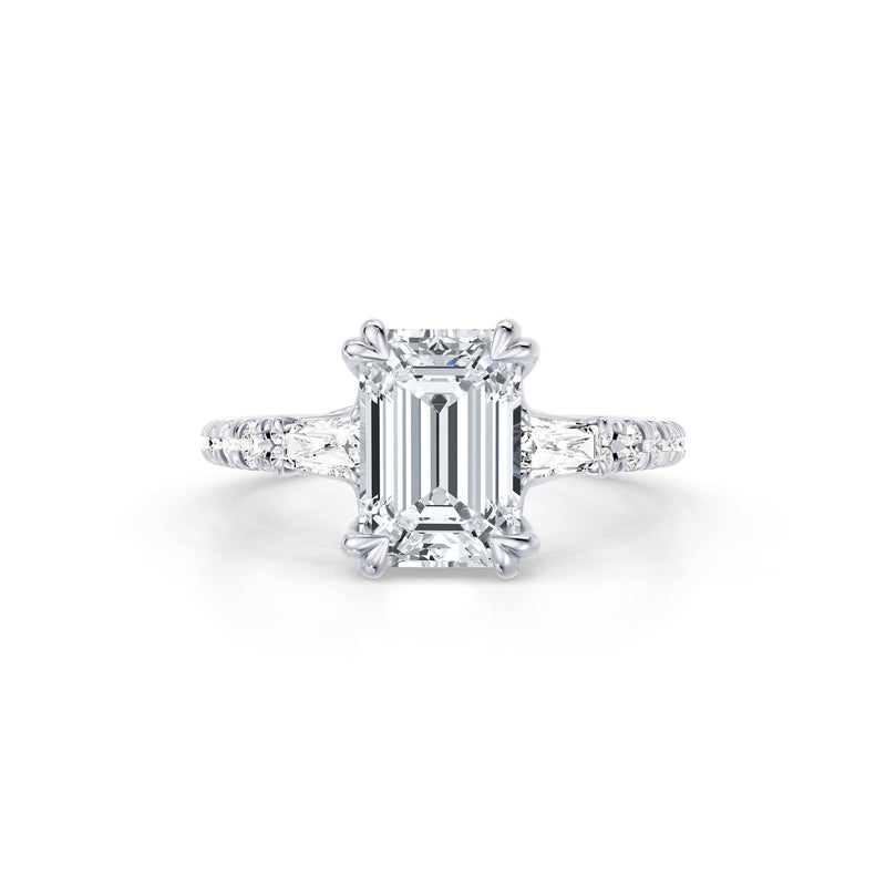 Jane Tapered Baguette Three Stone Lab Diamond Engagement Ring - One Row Pavé image 41