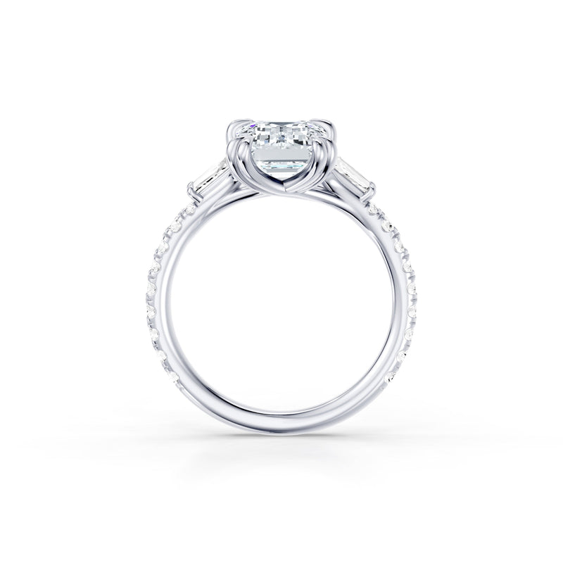 Jane Tapered Baguette Three Stone Lab Diamond Engagement Ring - One Row Pavé image 44