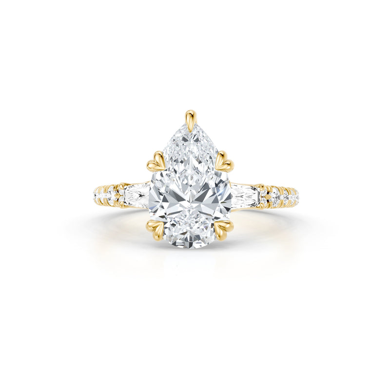 Jane Tapered Baguette Three Stone Lab Diamond Engagement Ring - One Row Pavé image 86