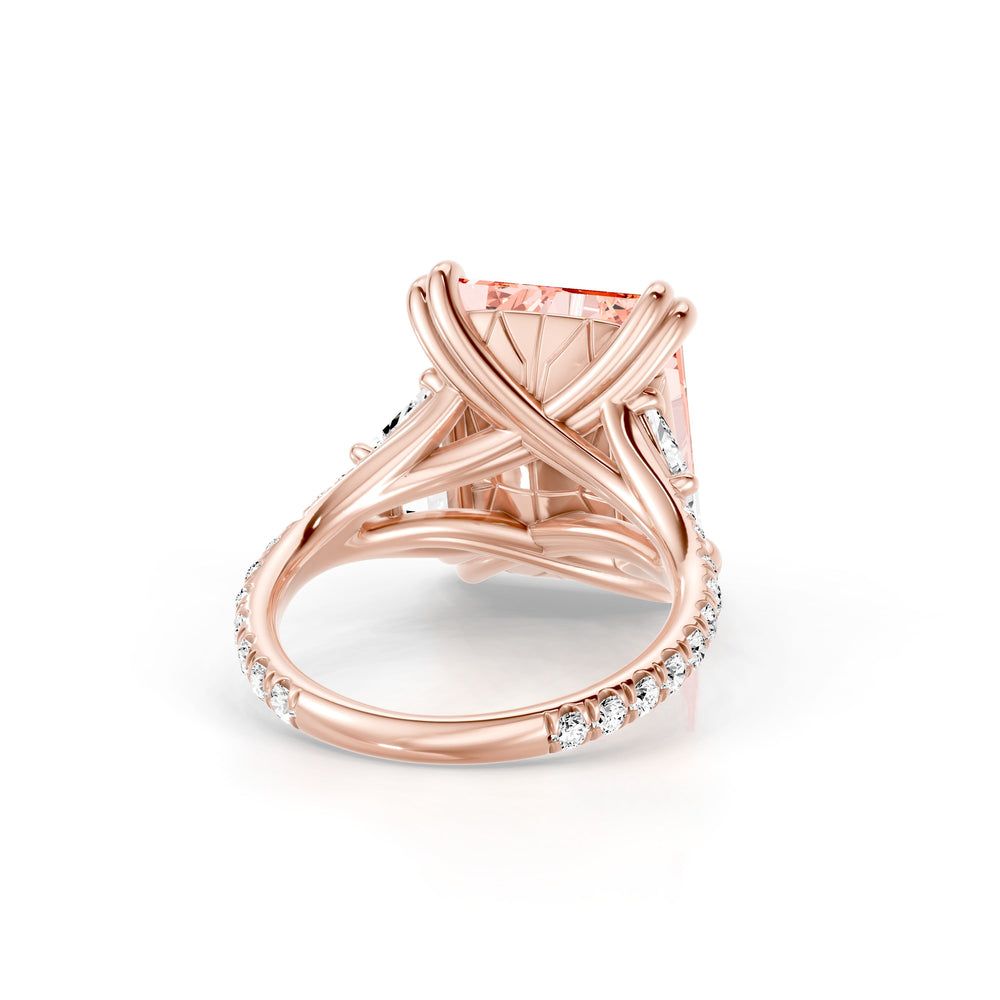 High Jewelry | Jane Radiant Cut Pink Three Stone Lab Diamond Solitaire Engagement Ring image 3