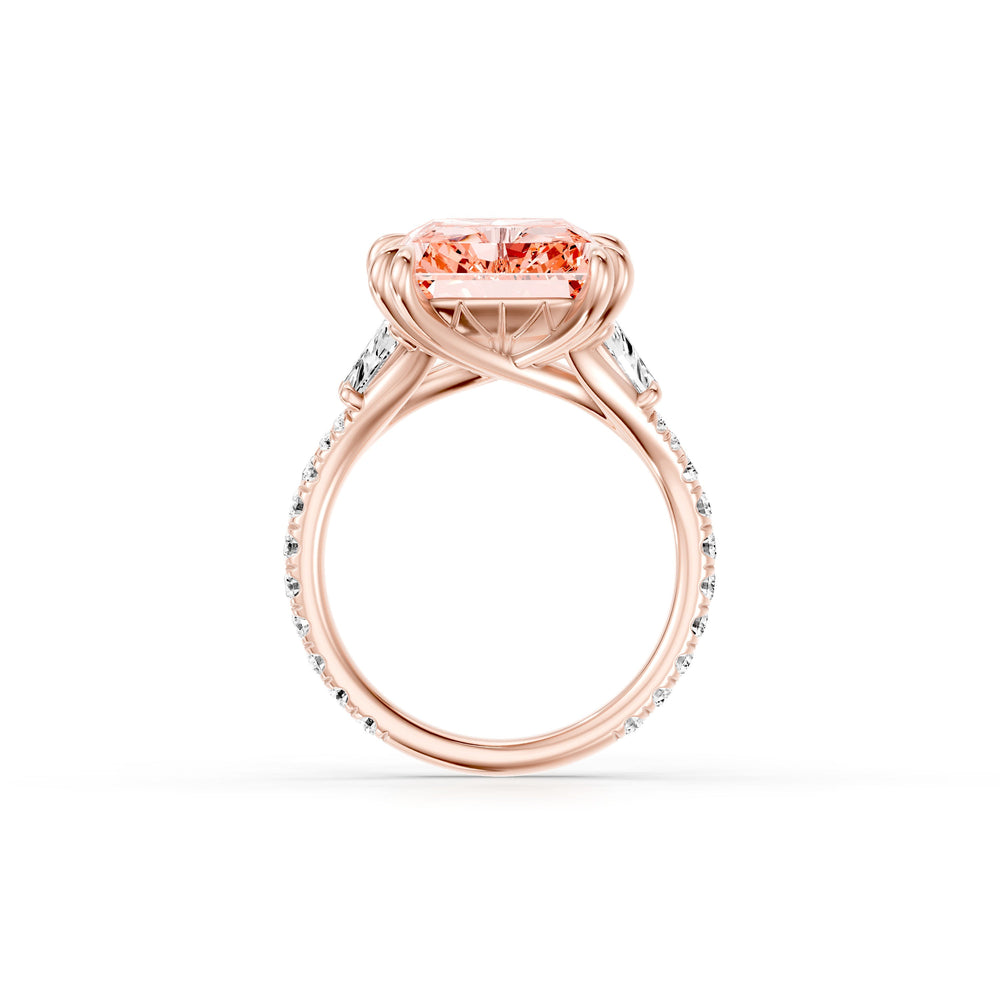 High Jewelry | Jane Radiant Cut Pink Three Stone Lab Diamond Solitaire Engagement Ring image 4