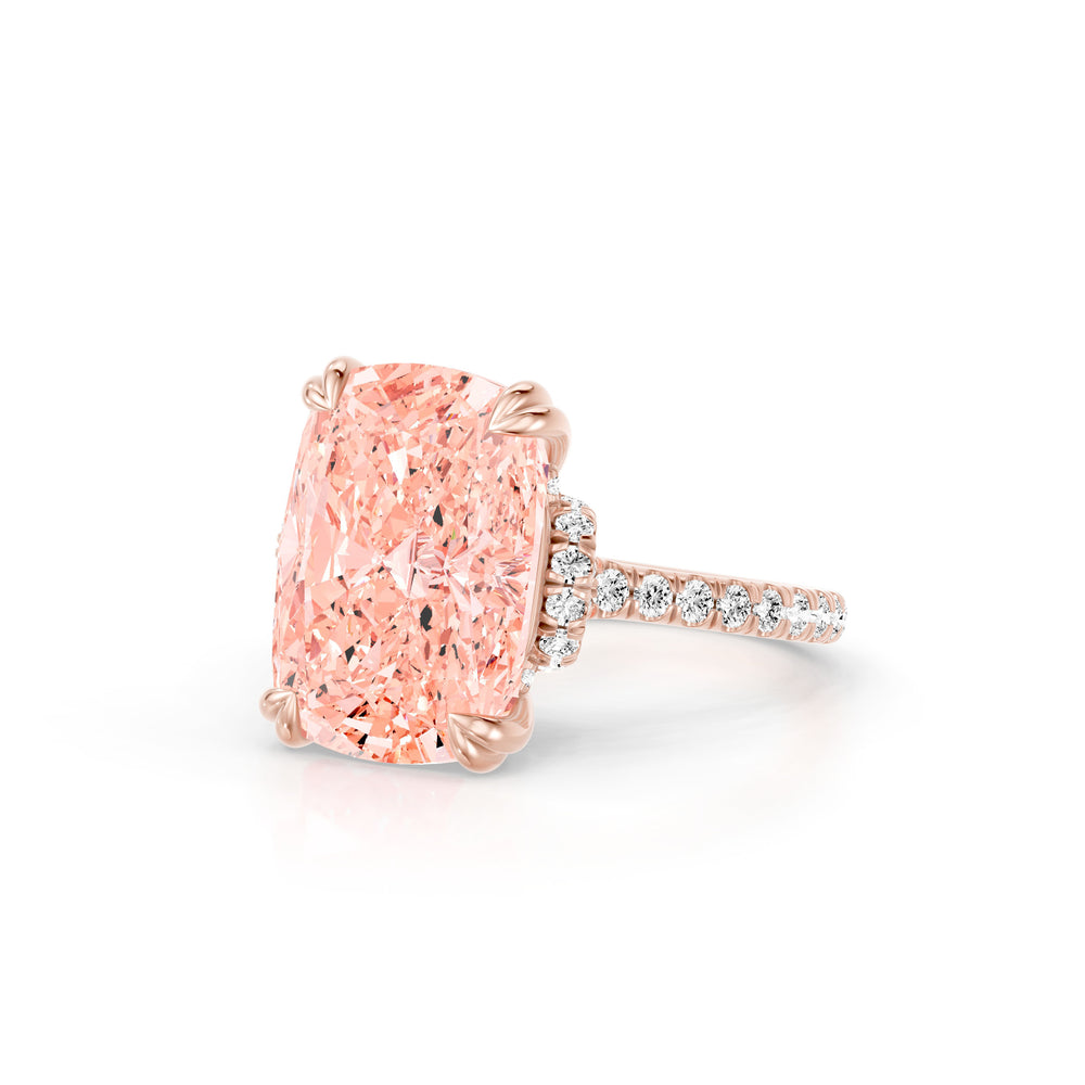 High Jewelry | Nathalie Cushion Cut Pink Lab Diamond Solitaire Engagement Ring image 2
