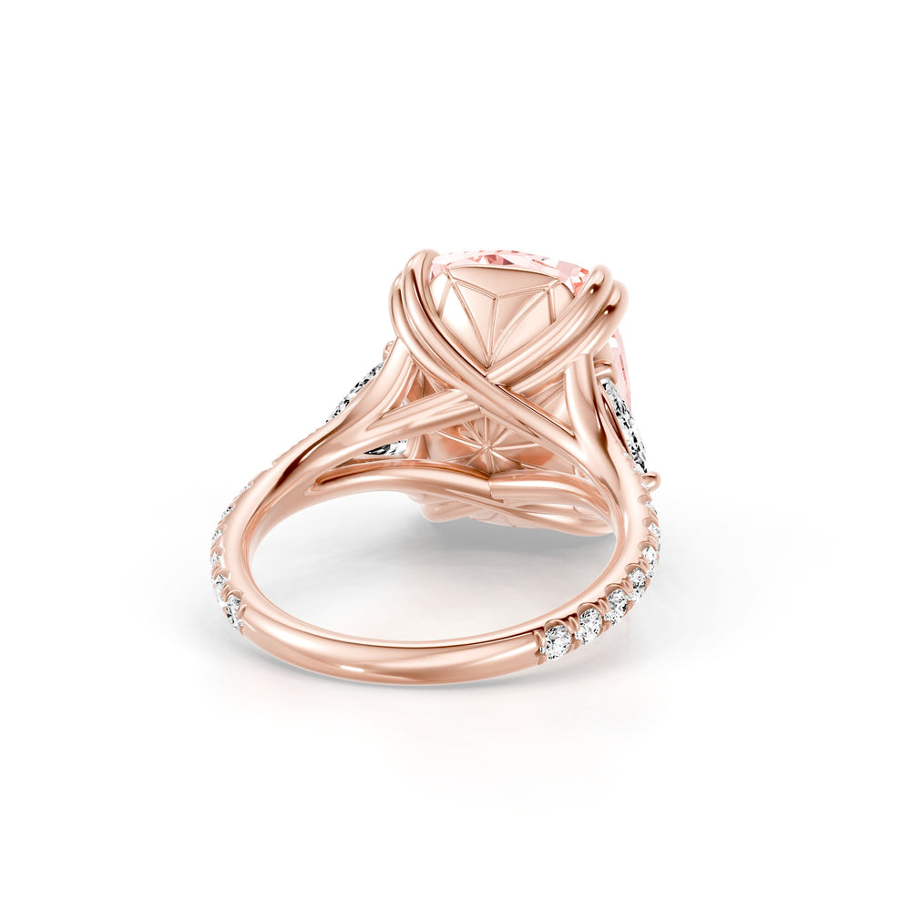 High jewelry | Jane Cushion Cut Pink Lab Diamond Three Stone Engagement Ring image 3