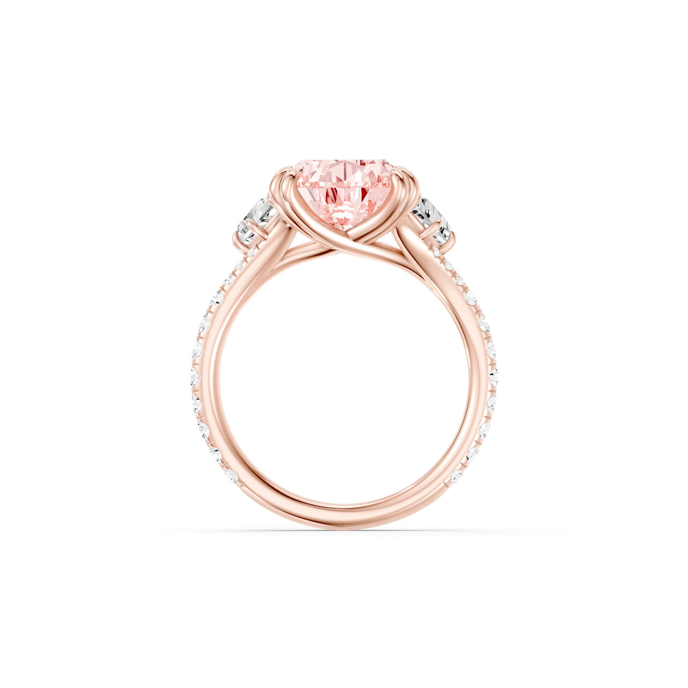 Jane Pear Cut Pink Lab Diamond Three Stone Engagement Ring image 4