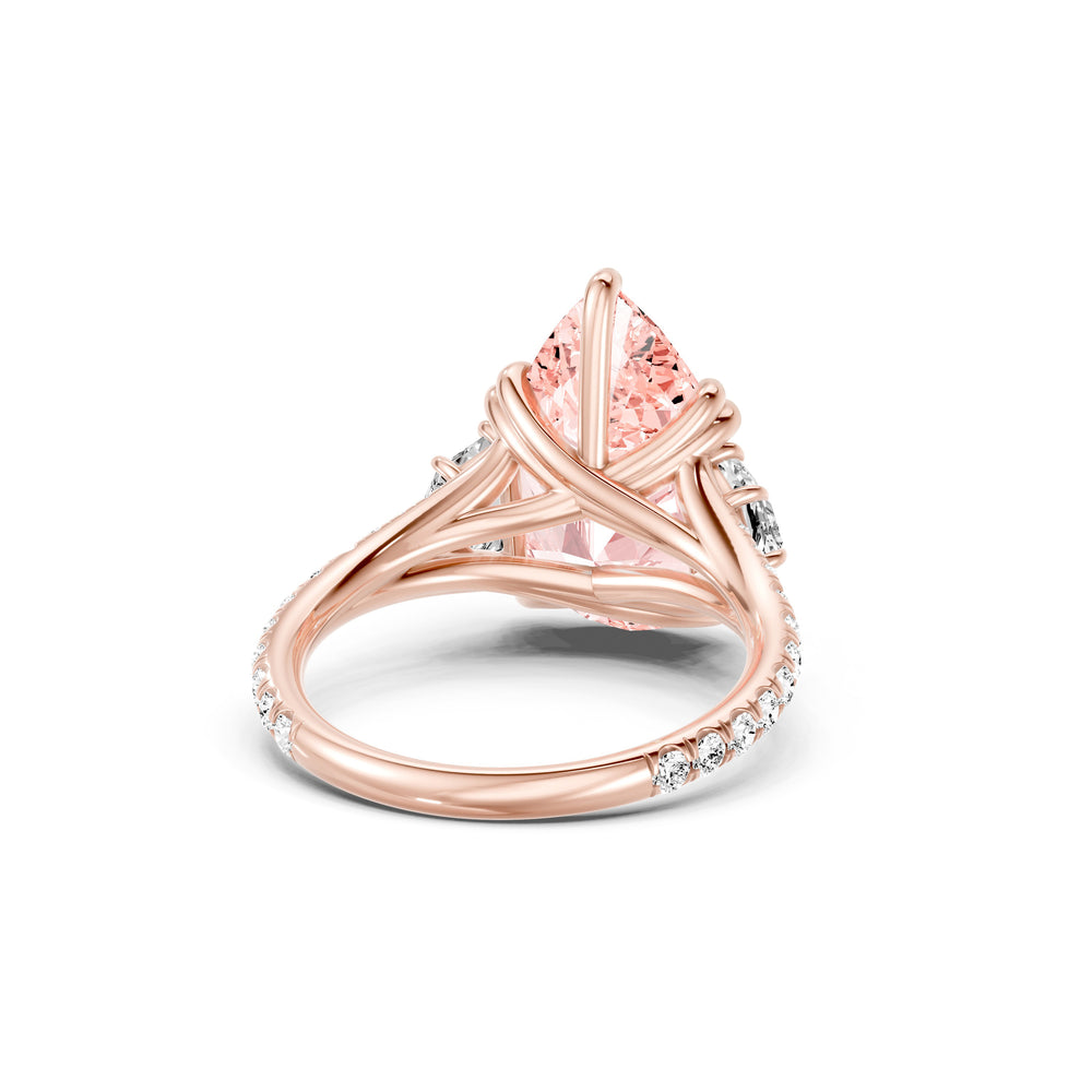 Jane Pear Cut Pink Lab Diamond Three Stone Engagement Ring image 3