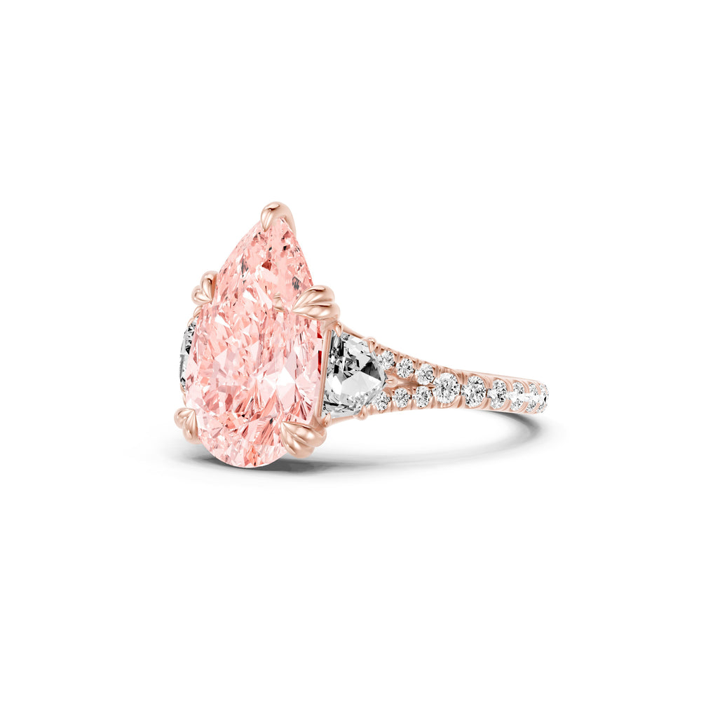 Jane Pear Cut Pink Lab Diamond Three Stone Engagement Ring image 2
