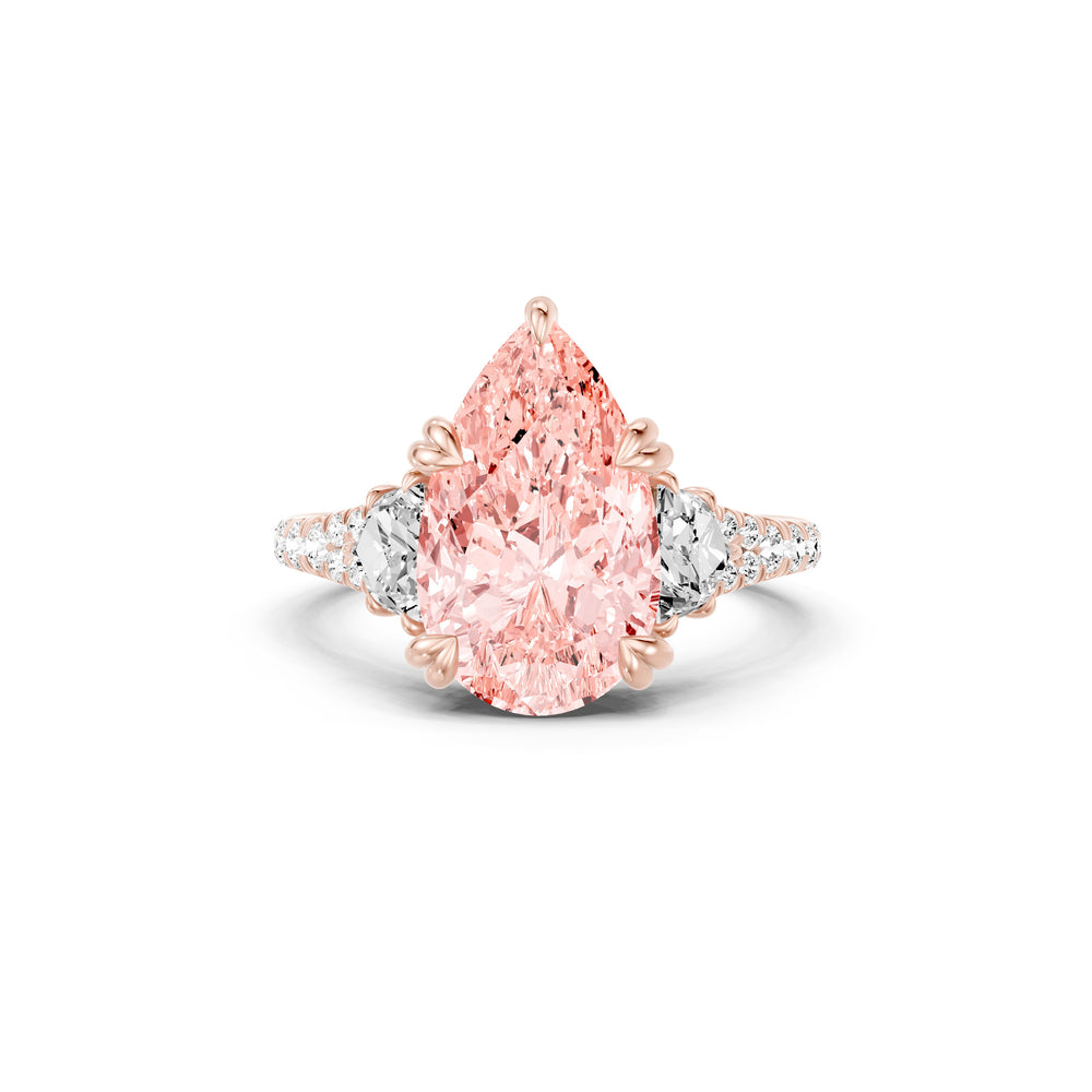 Jane Pear Cut Pink Lab Diamond Three Stone Engagement Ring image 1