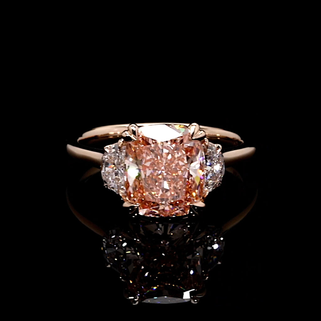 Elle 3.25 CT Half Moon Three Stone Engagement Ring Video