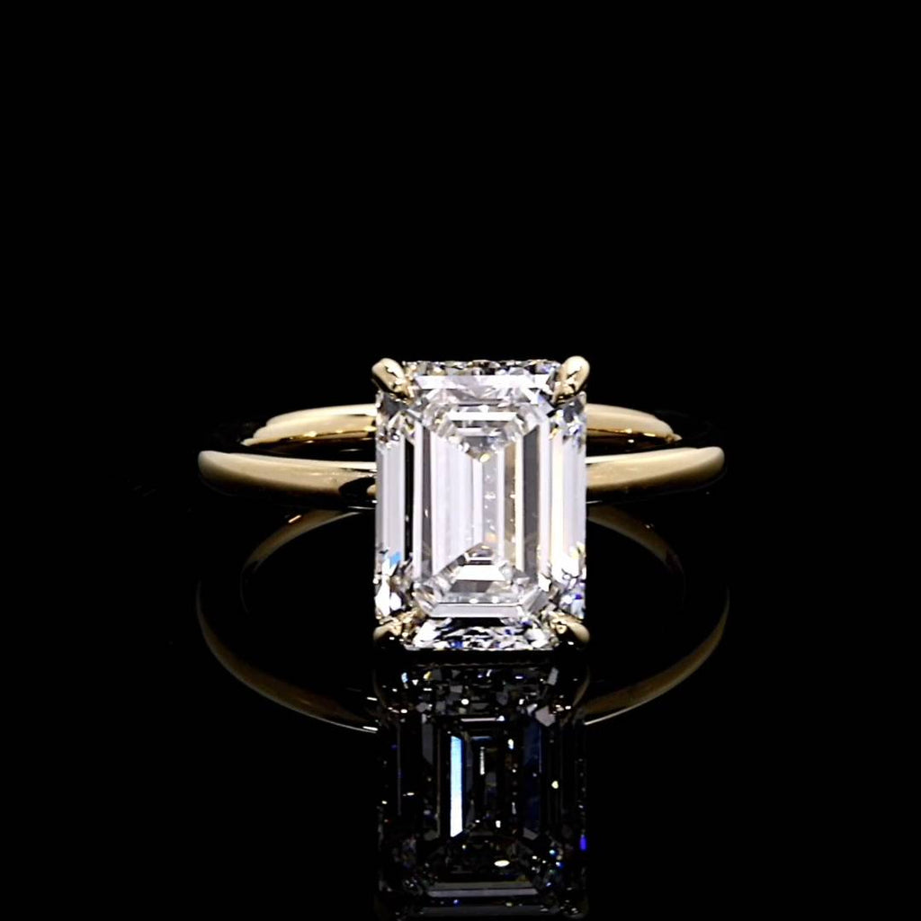 18k Gold-Plated Emerald Cut Channel Set Cubic Zirconia Double Band Ring In White Or Yellow Gold 18k Gold-Plated Emerald Cut Channel Set Cubic Zirconia Double Band Ring In White Or Yellow Gold