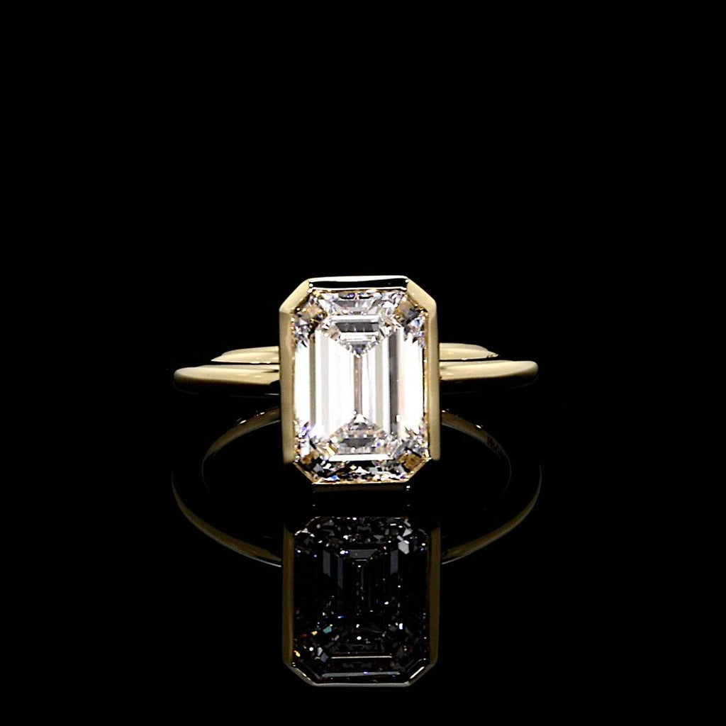 Audrey Emerald Bezel Lab Diamond Engagement Ring Jean Dousset