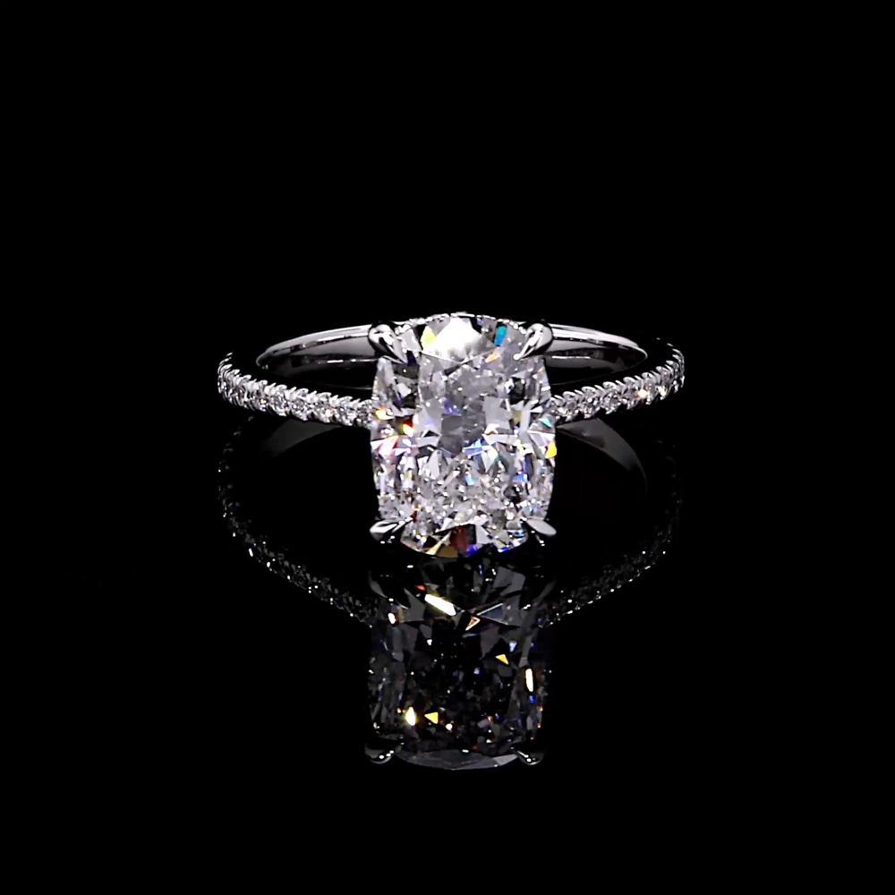 Chelsea Elongated Cushion Solitaire Lab Diamond Engagement Ring image 1