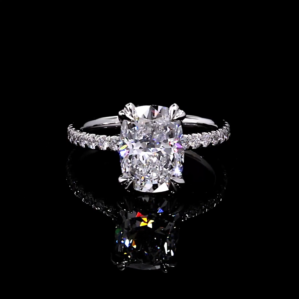 Elle Elongated Cushion Solitaire Lab Diamond Engagement Ring image 1